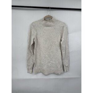 Loft Sweater Women XS Ivory Speckled Mockneck Minimalist‎ Granolagirl Coquette